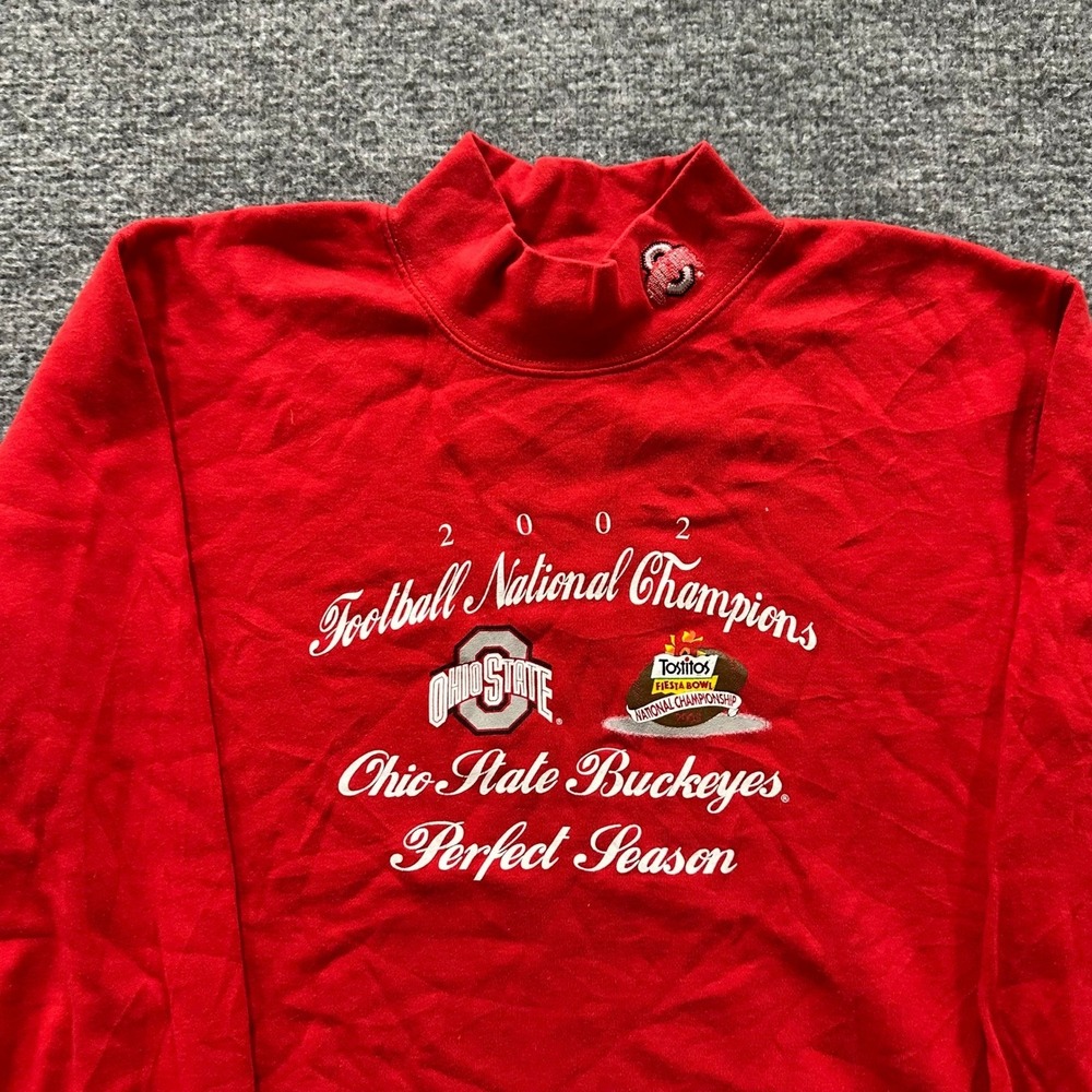 Joy Athletic Mock Neck Womens L Red Ohio State 2002 National Champions Shirt